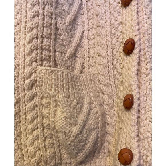 Vintage Wool Fisherman hand knit Cardigan sweater w/ wooden buttons sz XL by Woo - Picture 6 of 16
